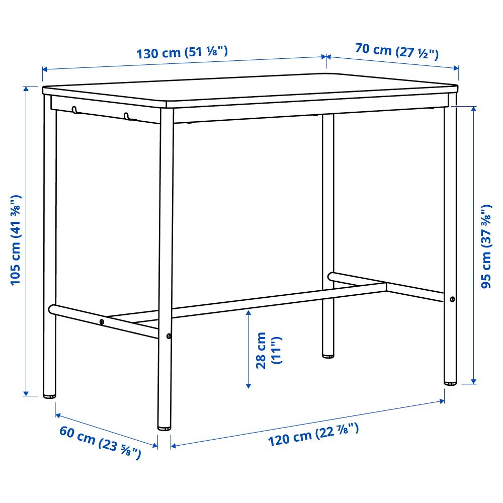 IKEA, вид спереди - схема-чертеж с размерами