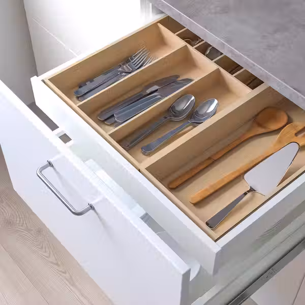 UPPDATERA Лоток д/приборов/лоток д/кух принад - светлый бамбук 52x50 см - схема-чертеж с размерами