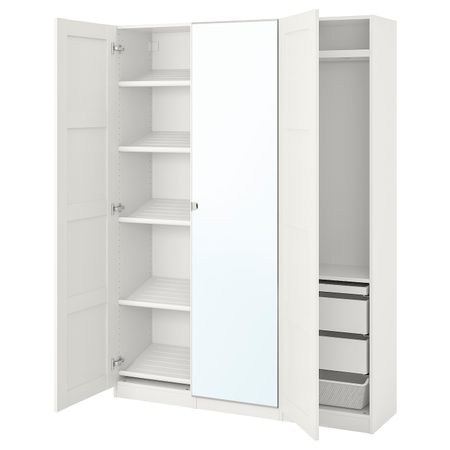 Гардероб, комбинация, белый/зеркальное стекло 150x38x201 см IKEA PAX ПАКС / BERGSBO/VIKEDAL БЕРГСБУ/ВИКЕДАЛЬ 593.289.44