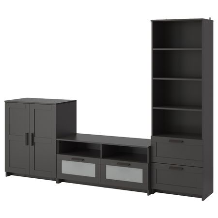 Шкаф для ТВ, комбинация, черный 258x41x190 см IKEA BRIMNES БРИМНЭС 992.397.62