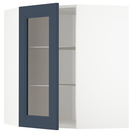 Угловой Навесной шкаф с полками, стекляными дверцы IKEA METOD МЕТОД 594.028.25
