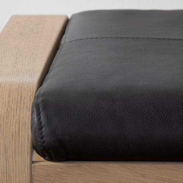 Табурет для ног, дубовый шпон, беленый, Смидиг черный IKEA ПОЭНГ 192.817.12 - схема-чертеж с размерами