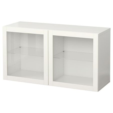BESTÅ Комбинация настенных шкафов - белый/Sindvik прозрачное стекло 120x42x64 см
