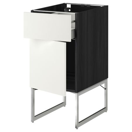 Напольный шкаф с ящиком, дверью МЕТОД / МАКСИМЕРА, черный, Хэггеби белый