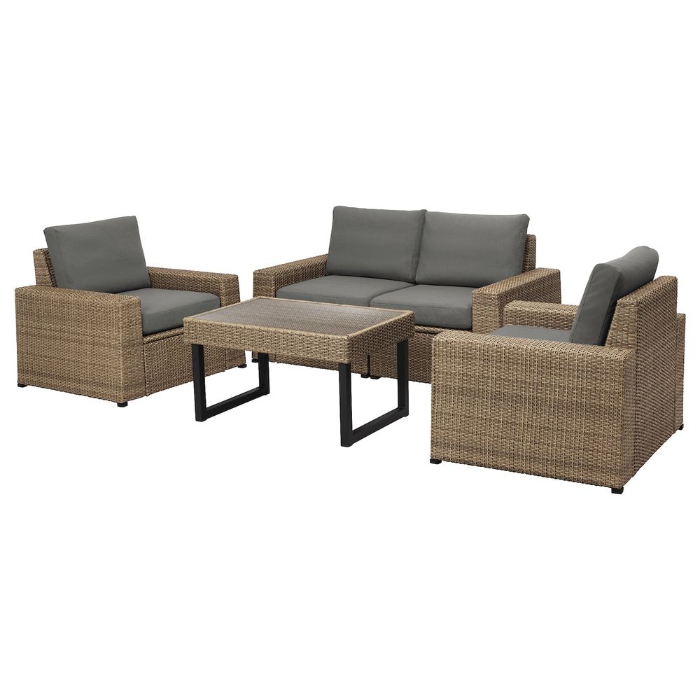 4-местный комплект садовой мебели, коричневый/ФРЁСЁН/ДУВХОЛЬМЕН темно-серый IKEA SOLLERÖN СОЛЛЕРОН 592.568.76 - фото 1