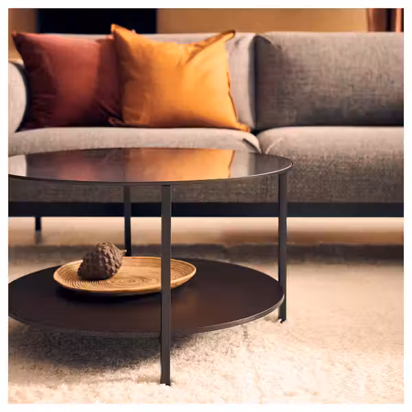 VITTSJÖ Журнальный стол - черно-коричневый/стекло 75 см - фото 8