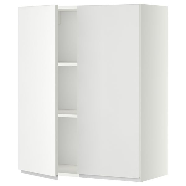 Навесной шкаф с полками, 2 дверцы МЕТОД, белый, Нодста белый - схема-чертеж с размерами