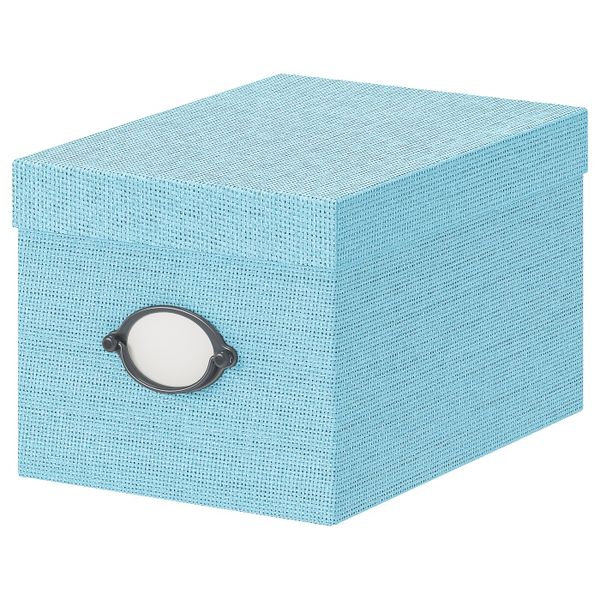 Коробка с крышкой, синий, 18x25x15 см IKEA КВАРНВИК 003.970.72 - фото 1