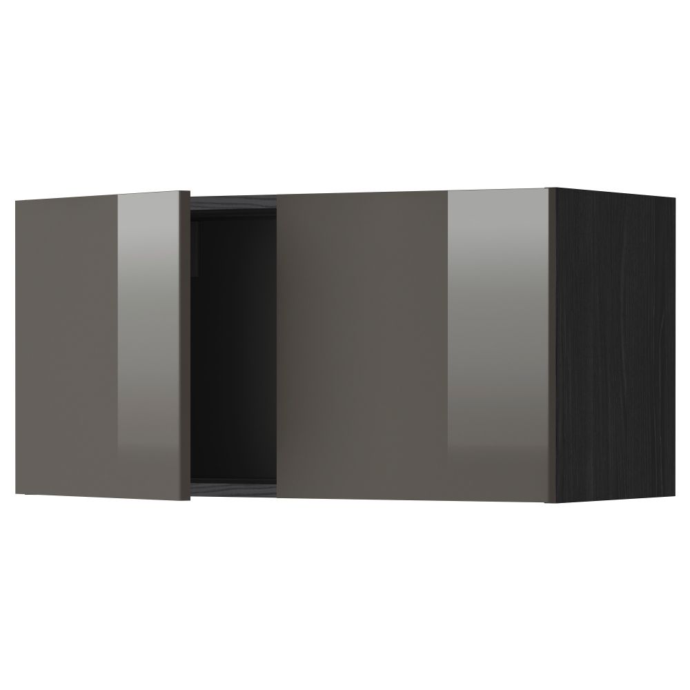 Навесной шкаф с 2 дверями МЕТОД, черный, Рингульт серый (80x40 см) - схема-чертеж с размерами