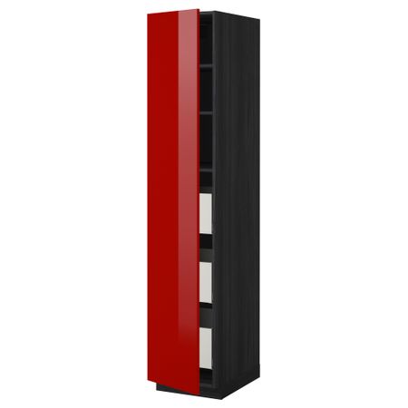 Высокий шкаф с ящиками МЕТОД / МАКСИМЕРА, черный, Рингульт красный