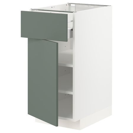 Напольный шкаф с ящиком/дверью, белый/Бодарп серо-зеленый 40x60 см IKEA МЕТОД / ФОРВАРА 793.178.26