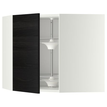 Угловой навесного шкаф с вращающейся секц, белый, Тингсрид черный 68x60 см IKEA МЕТОД 392.334.28