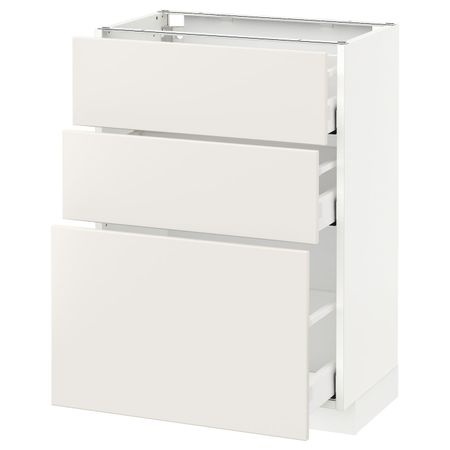 Напольный шкаф с 3 ящиками, белый/Веддинге белый 60x37 см IKEA METOD МЕТОД / MAXIMERA МАКСИМЕРА 392.348.09