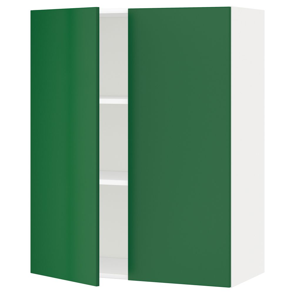 Навесной шкаф с полками, 2 дверцы МЕТОД, белый, Флэди зеленый - схема-чертеж с размерами