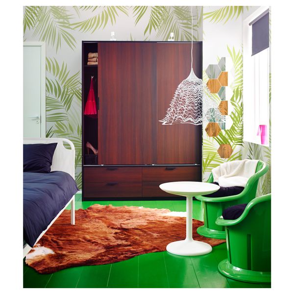 Гардероб с раздвижными дверцами/ 4 ящика ТРИСИЛ, темно-коричневый, черный (154x205 см) - фото 5