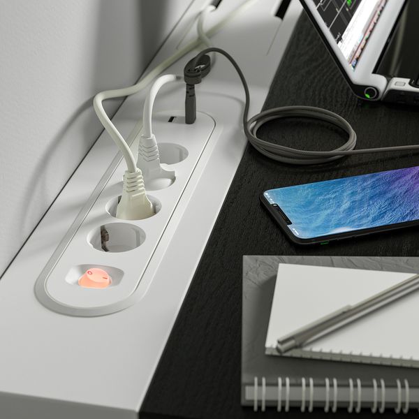 Письменный стол, черная морилка ясеневый шпон, белый, 120x60 см IKEA MITTZON 095.258.57 - фото 5