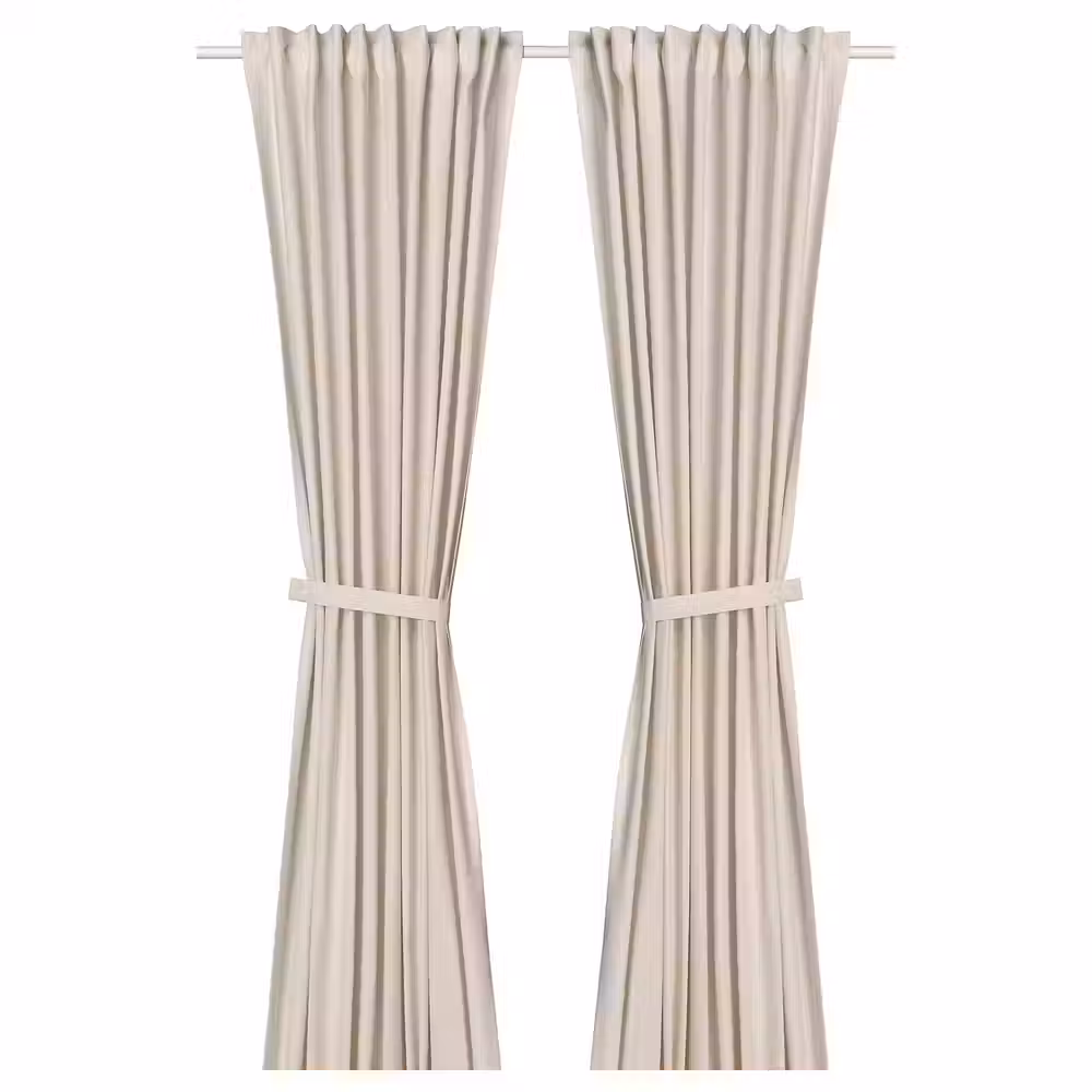 LENDA Гардины с прихватом, 2 шт. - белый с оттенком/с лентой 140x300 см - фото 1