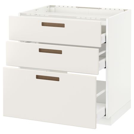 Напольный шкаф, 3 фронтальных панели, 3 ящика МЕТОД / МАКСИМЕРА, белый, Мэрста белый