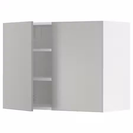 METOD Навесной шкаф с полками/2дверцы - белый/Havstorp светло-серый 80x60 см