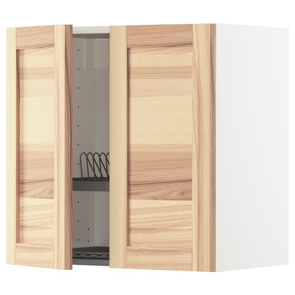 Навесной шкаф с посудной сушилкой, 2 дверец, белый/Торхэмн ясень 60x60 см IKEA METOD МЕТОД 593.016.14 - фото 1