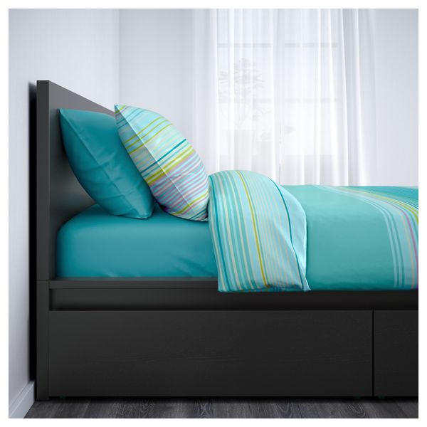 Каркас кровати + 2 кроватных ящика МАЛЬМ, черно-коричневый, Лурой - фото 3