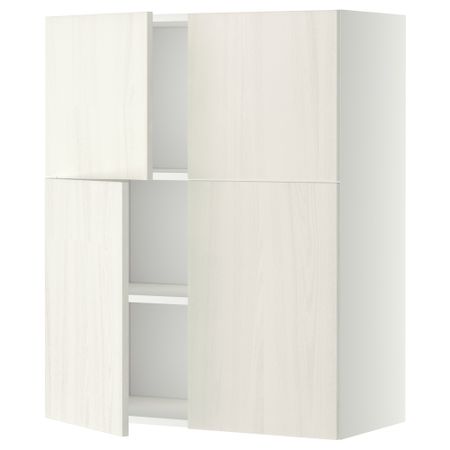 Навесной шкаф с полками, 4 дверцы МЕТОД, белый, Росдаль белый (80x100 см)
