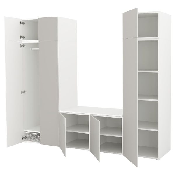 Гардероб с 8 дверями, белый, Скатваль светло-серый 260x57x221 см IKEA ОПХУС 992.984.69 - фото 1