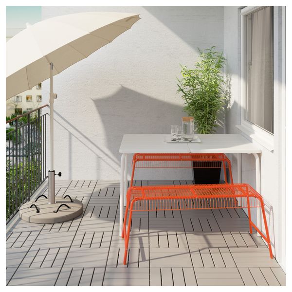 Стол + 2 скамьи, для сада ВЭДДО / ВЭСТЕРОН, белый, оранжевый - фото 2