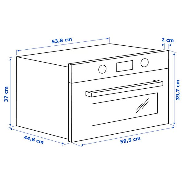 BEJUBLAD Микроволновая печь - IKEA 500 белый - схема-чертеж с размерами