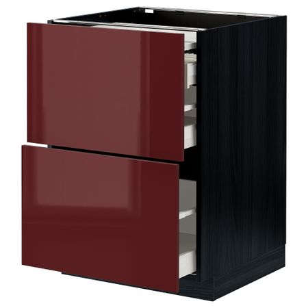 Напольный шкаф с выдвижной панелью, 3 ящиками, 60x60 cm IKEA METOD МЕТОД, MAXIMERA МАКСИМЕРА 594.338.60