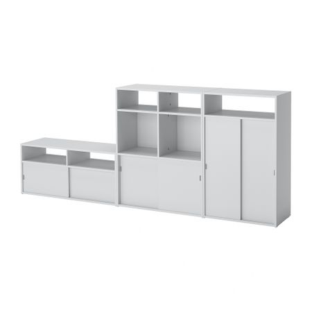 Шкаф для ТВ, комбинация, светло-серый, 234x32x96 см IKEA SPIKSMED 795.352.97