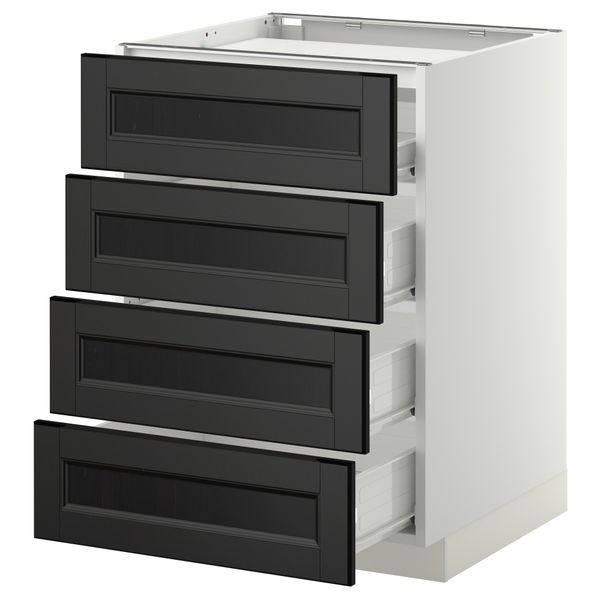 Напольный шкаф, 4 фронтальных панели, 4 ящика МЕТОД / ФОРВАРА, белый, Лаксарби черно-коричневый черно-коричневый - фото 1