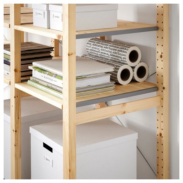 4 секции, полки ИВАР, сосна (179x50x226 см) - схема-чертеж с размерами