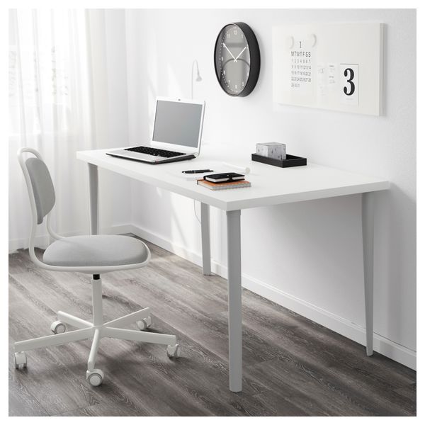 Стол ЛИННМОН / ТОРСКЛИНТ, белый, светло-серый (150x75 см) - фото 2