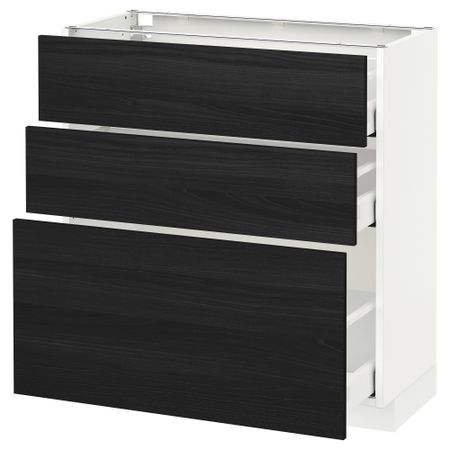 Напольный шкаф с 3 ящиками МЕТОД / МАКСИМЕРА, белый, Тингсрид черный