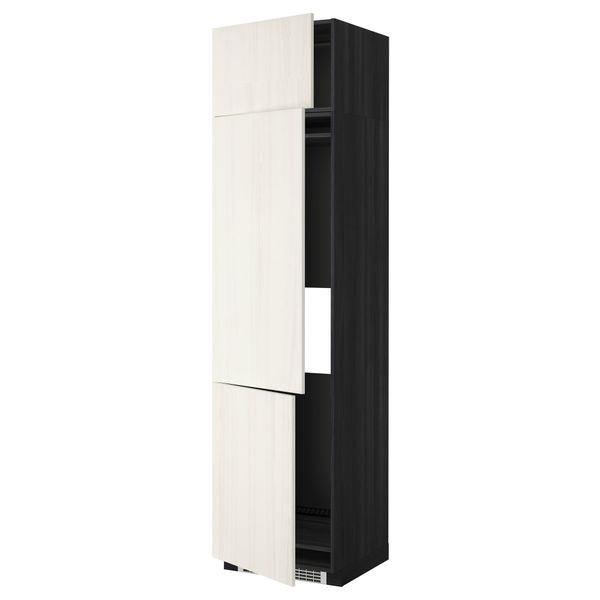 Высокий шкаф для холодильника или морозильника, с 3 дверями МЕТОД, черный, Росдаль белый - схема-чертеж с размерами