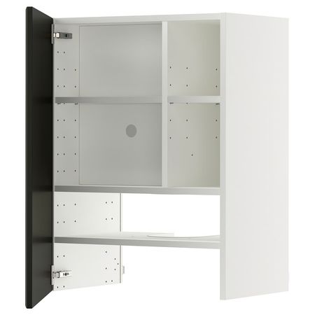 METOD Навесной шкаф д/вытяжки/полка/дверь - белый/Bodbyn чёрный 60x80 см