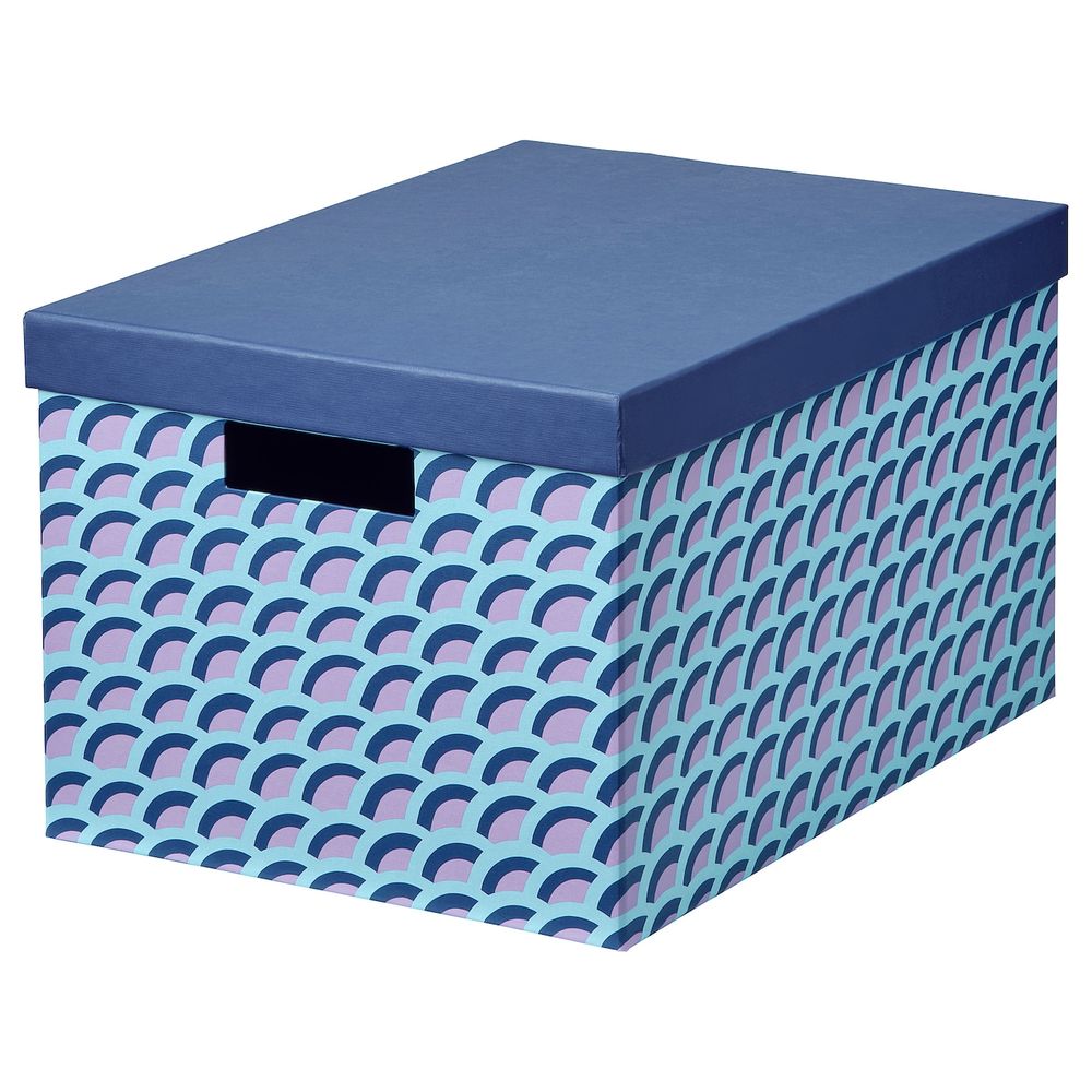 Коробка с крышкой, синий/разноцветный 25x35x20 см IKEA TJENA ТЬЕНА 604.678.49 - фото 1
