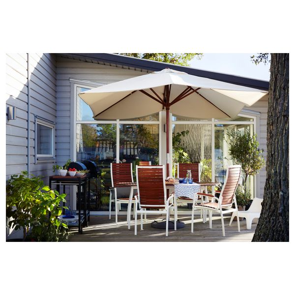 Садовый стол ВИНДАЛЬШЁ, белый, коричневая морилка эвкалипт (182x100 см) - схема-чертеж с размерами