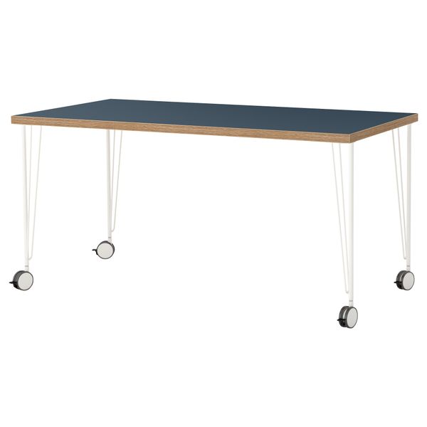 Стол ЛИННМОН / КРИЛЛЕ, синий, белый (150x75 см) - фото 1