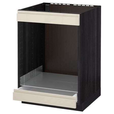 Напольный шкаф для варочной панели+духовки/ящ, черный, Воксторп глянцевый светло-бежевый 60x60 см IKEA МЕТОД 292.373.75