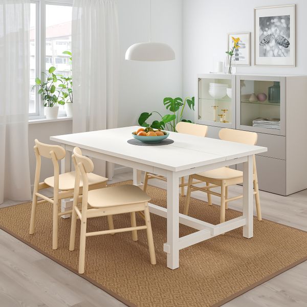 Стол и 4 стула, белый, береза 152/223x95 см IKEA NORDVIKEN НОРДВИКЕН / RÖNNINGE РЁННИНГЕ 493.051.70 - фото 2