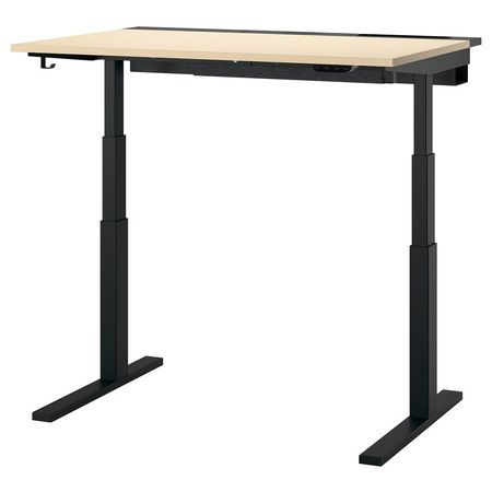 MITTZON Стол/трансф - электрический березовый шпон/чёрный 120x80 см
