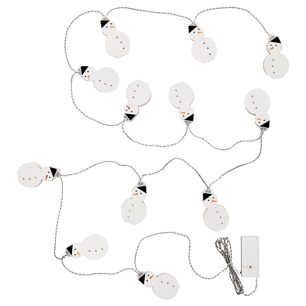 Гирлянда, 12 светодиодов, с батарейным питанием, снеговик IKEA СТРОЛА 704.441.45 - фото 1