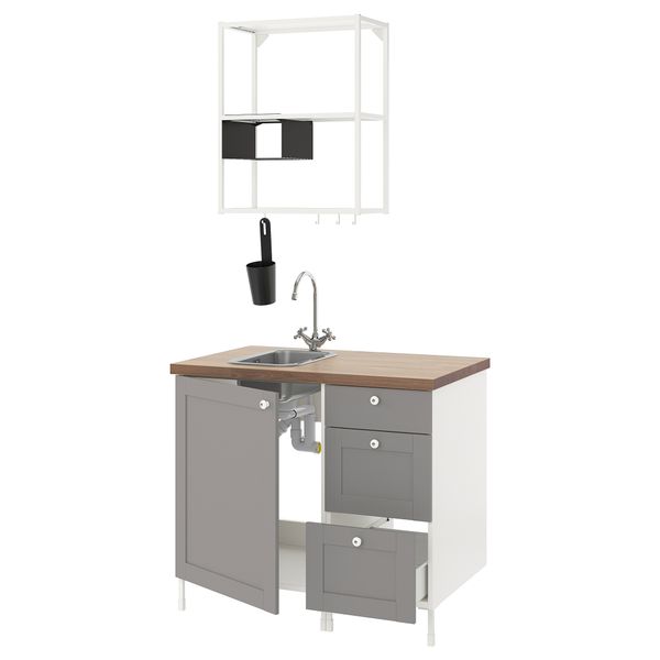 Кухня, 103x63.5x222 см, белый, серый каркас IKEA BEGIVENHET БЕГИВЕНХЕТ 493.366.90 - фото 2