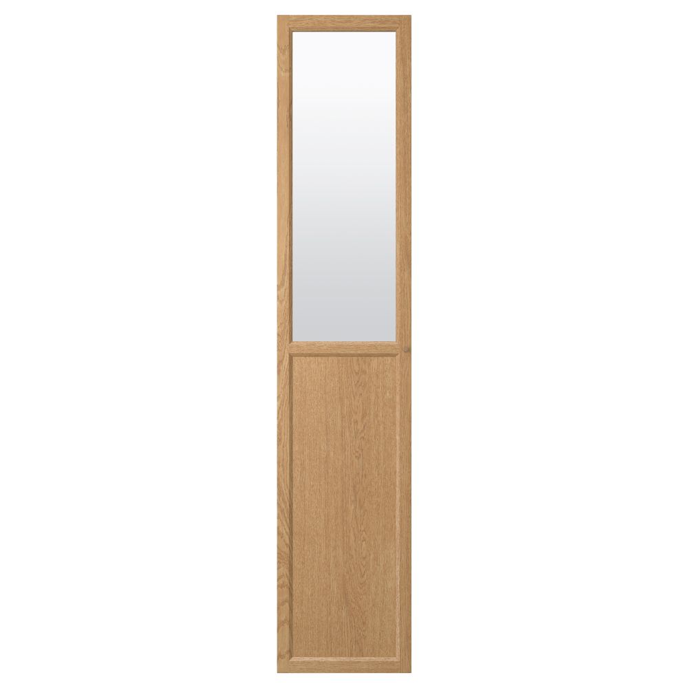 Панельная, стекляная дверца ОКСБЕРГ, дубовый шпон (40x192 см) - схема-чертеж с размерами