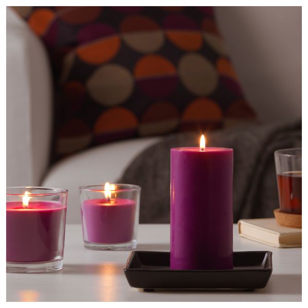 Формовая свеча, ароматическая СИНЛИГ, Цветение, сиреневый (14 см) - схема-чертеж с размерами