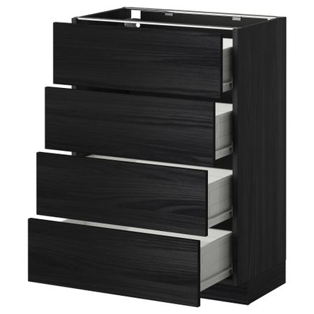 Напольный шкаф 4 фронтальных панели, 4 ящика МЕТОД / ФОРВАРА, черный, Тингсрид черный