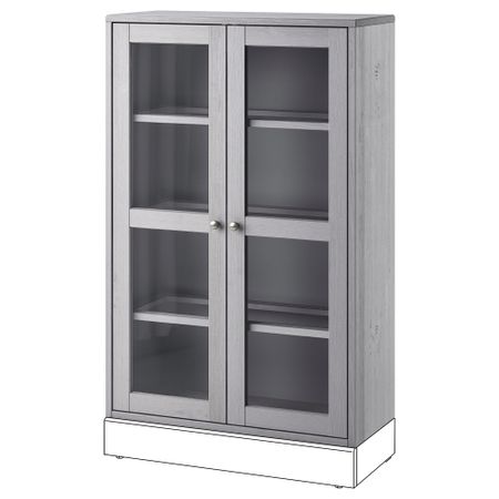 Шкаф-витрина, 81x35x123 см, серый IKEA HAVSTA ХАВСТА 104.151.98