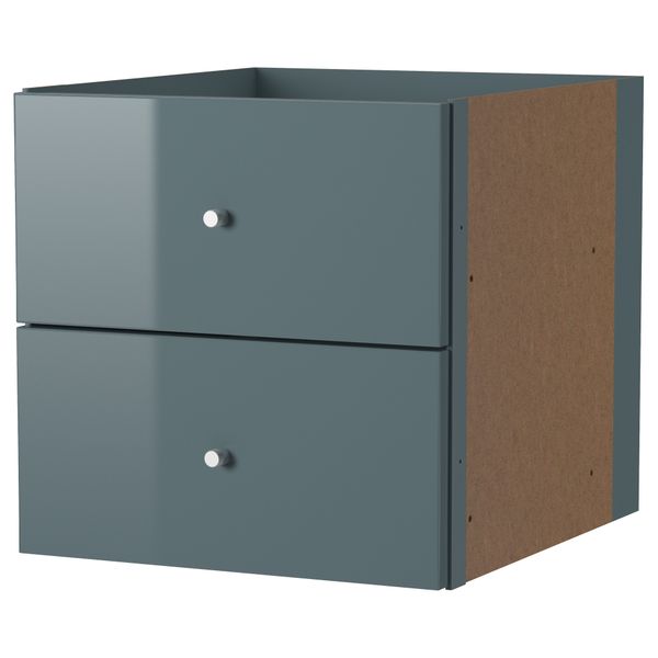 Вставка с 2 ящиками КАЛЛАКС, глянцевый серо-бирюзовый (33x33 см) - фото 1